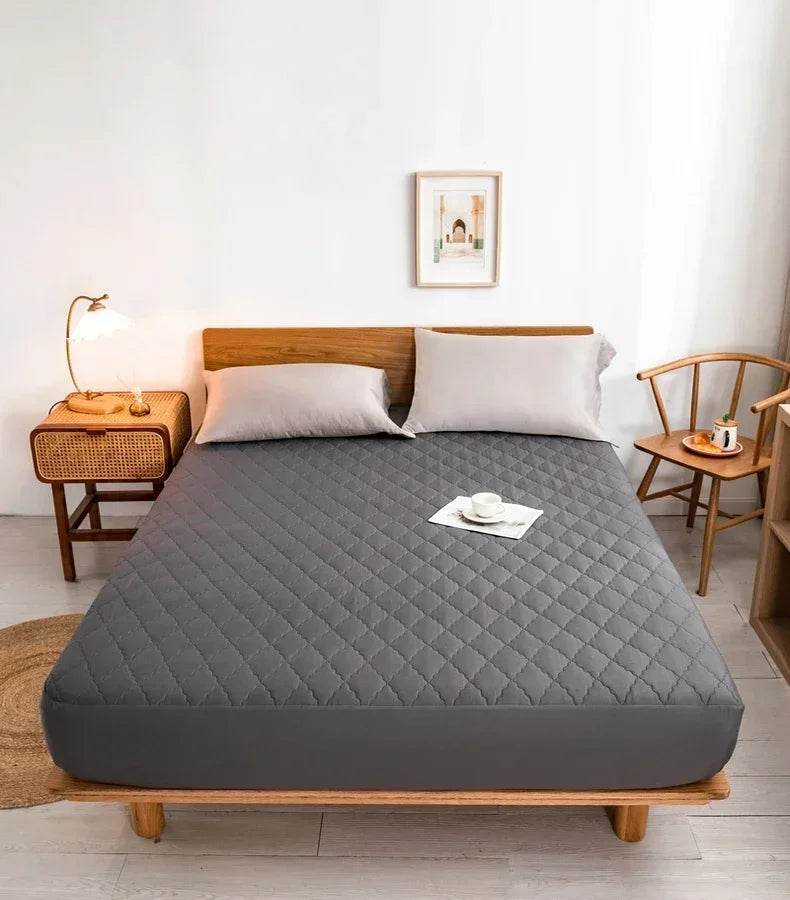 Waterproof Mattress Protector Cover Bed Fitted Sheet Single/Double/140/150/160 Muti Size Gray/White No Pillowcases - Sleep Galleria