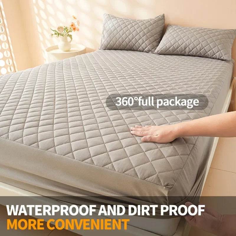 Waterproof Mattress Protector Cover Bed Fitted Sheet Single/Double/140/150/160 Muti Size Gray/White No Pillowcases - Sleep Galleria