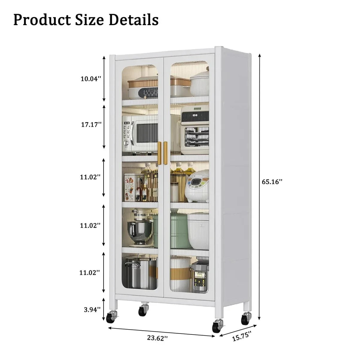 White Metal 6-Tier Storage Cabinet With Transparent Doors - Omega Lifestyles