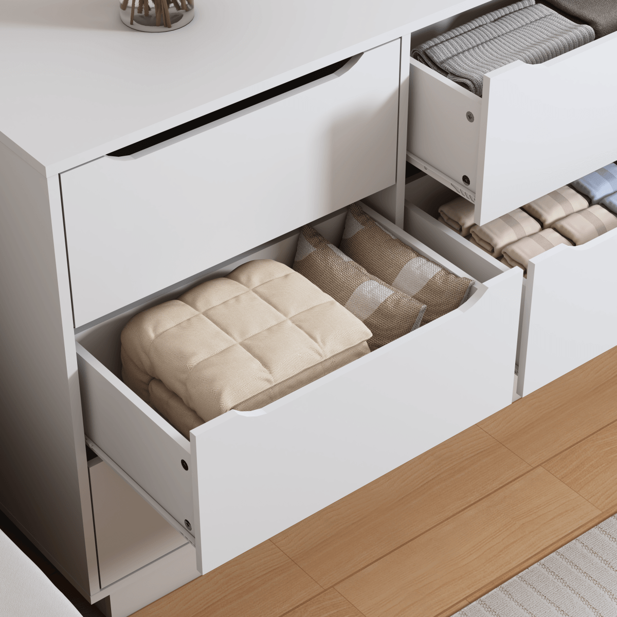White Modern 9 - Drawer Spacious Storage Dresser - Calmora - Omega Lifestyles