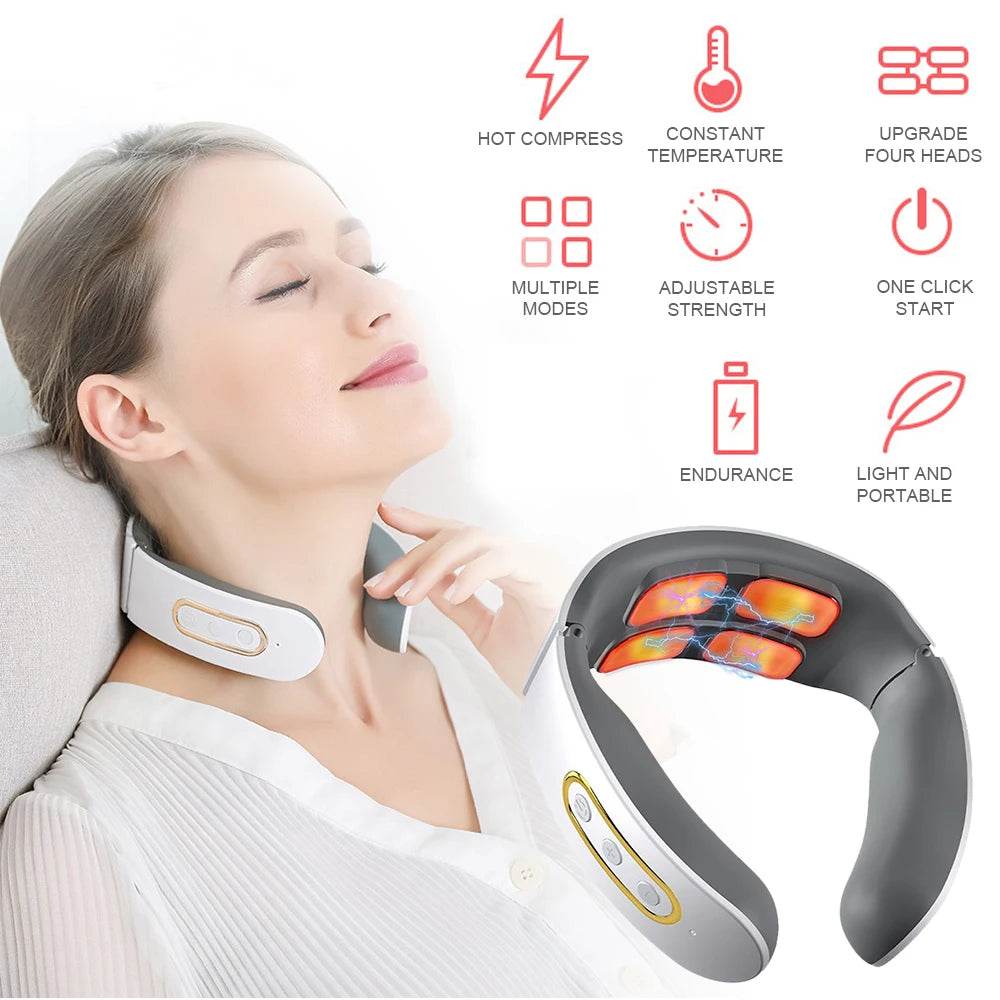 Electric Neck Shoulder TENS Pulse Massager With Heating - Sleep Galleria