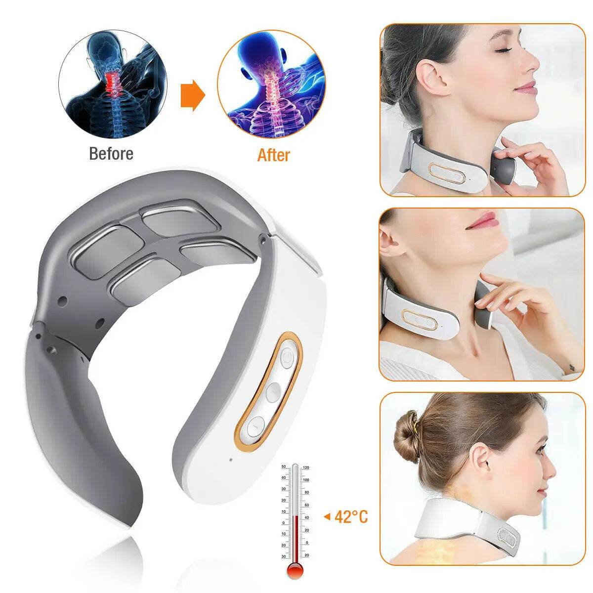 Electric Neck Shoulder TENS Pulse Massager With Heating - Sleep Galleria