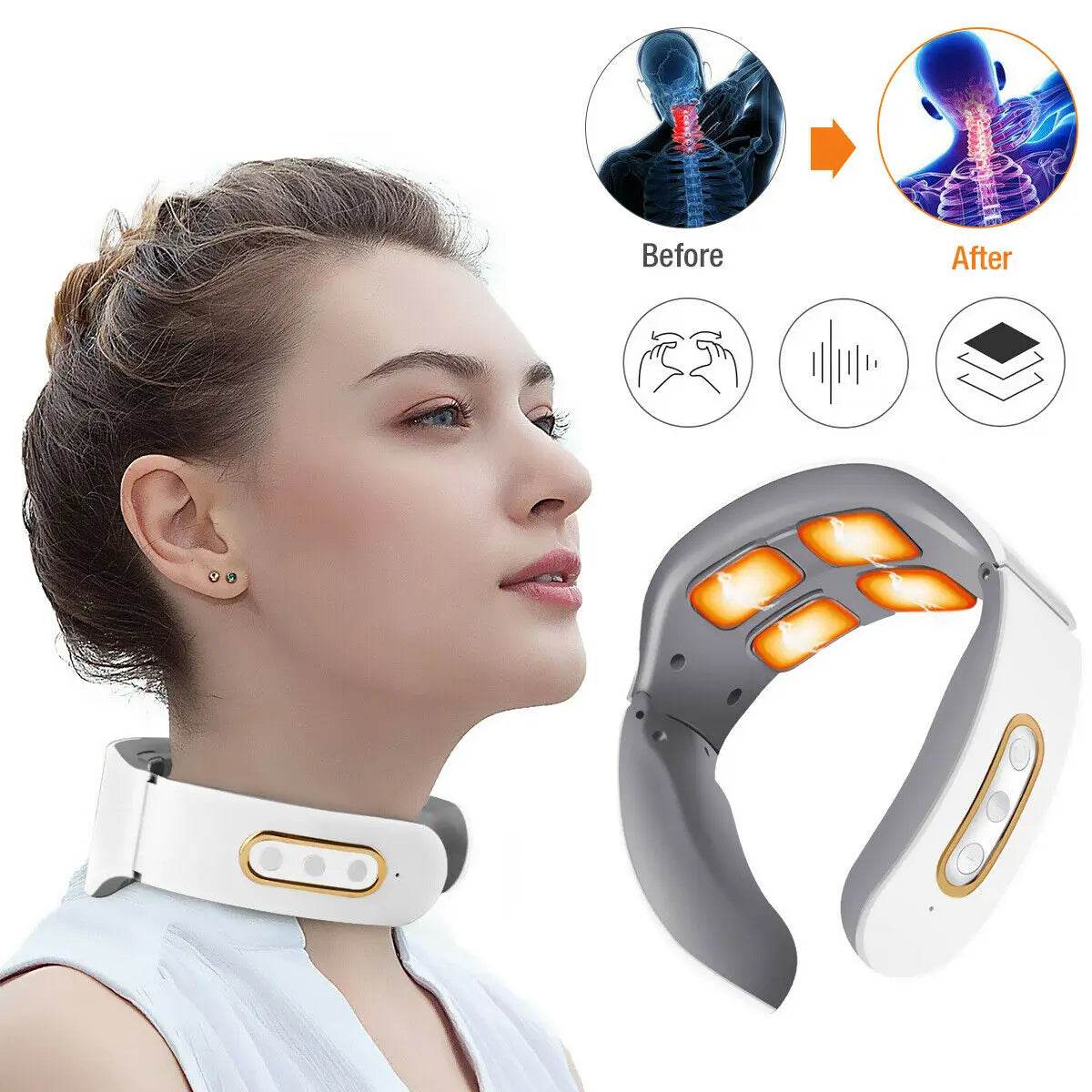 Electric Neck Shoulder TENS Pulse Massager With Heating - Sleep Galleria