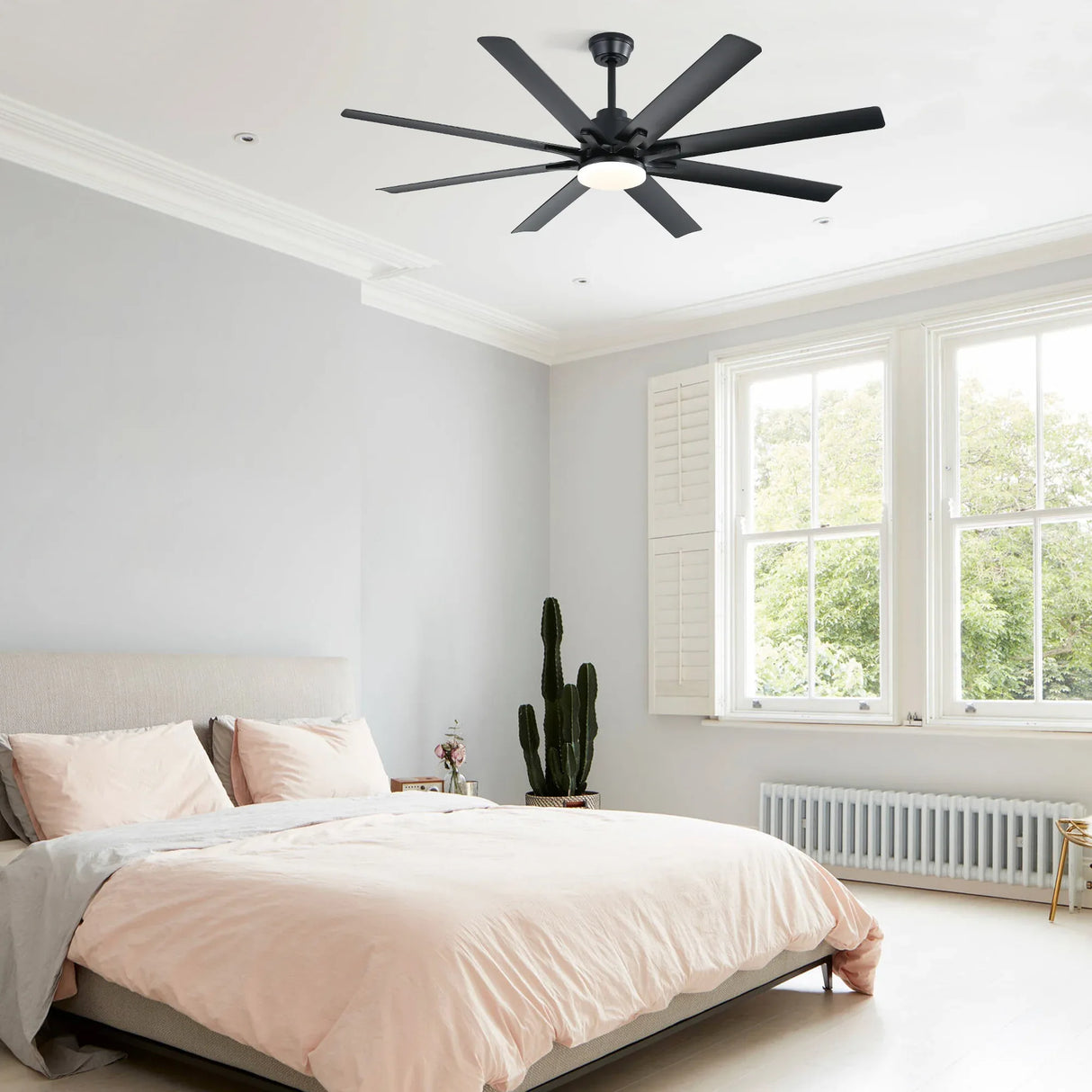 66-Inch Matte Black Smart Reversible DC Motor Ceiling Fan - Omega Lifestyles