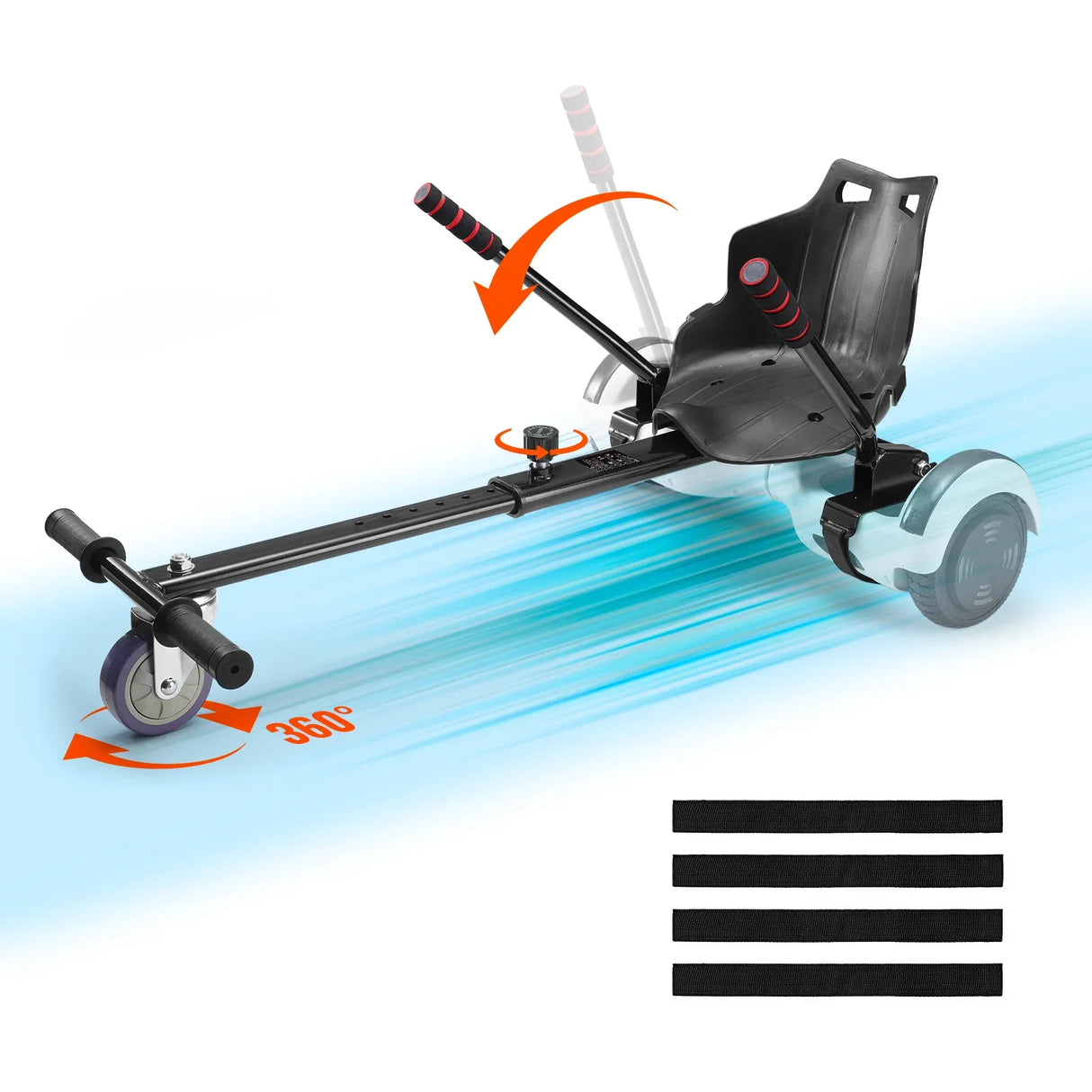 Adjustable Steel Frame Hoverboard Seat Attachment With Controls - Omega Lifestyles