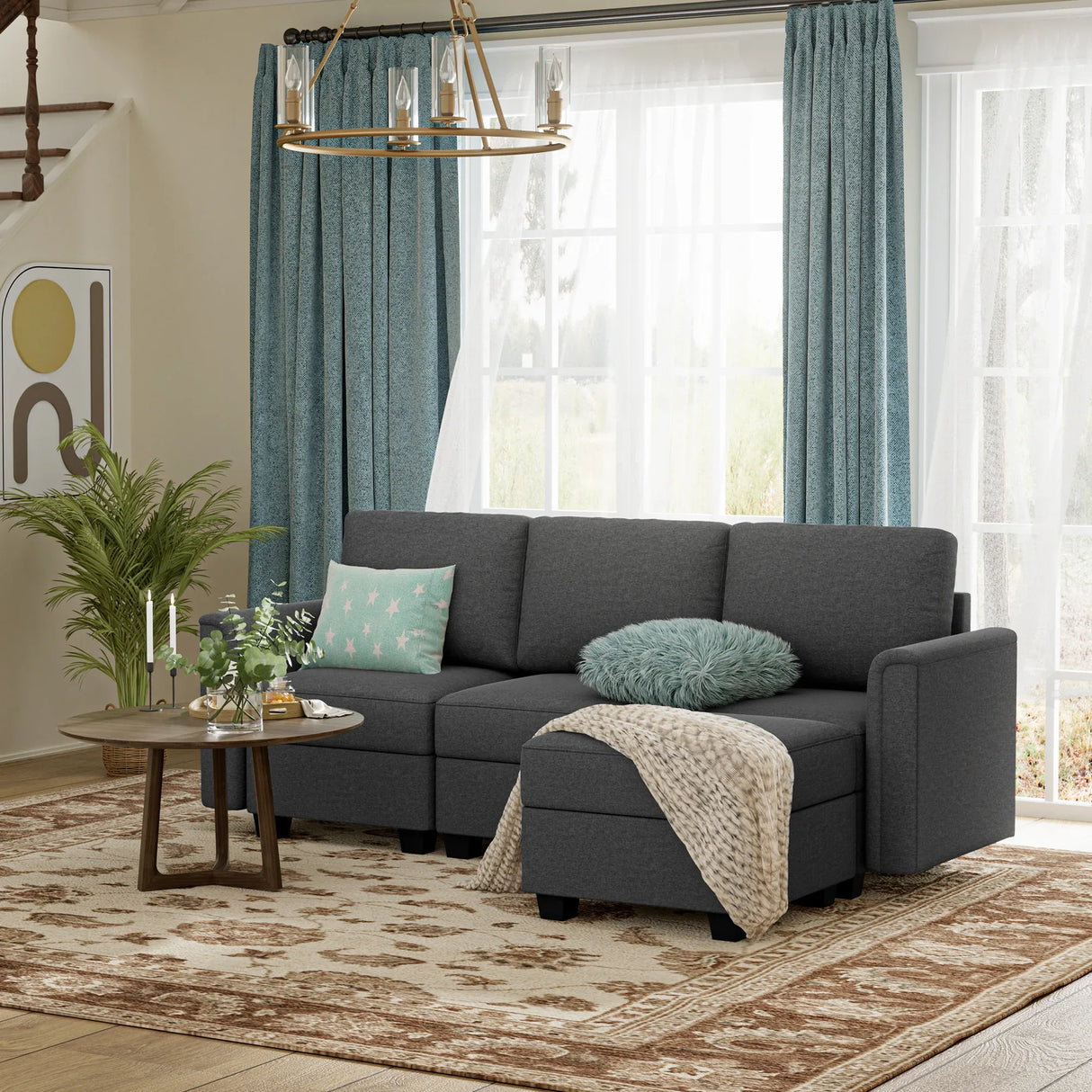 Modular 4-Seat Memory Foam Sectional Sofa Couch - Omega Lifestyles