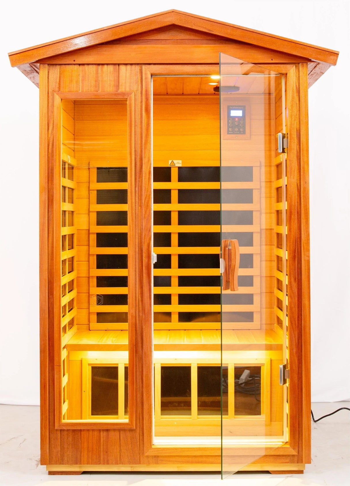 Two Person Far Infrared Khaya Wood Outdoor Sauna Room - Omega Lifestyles