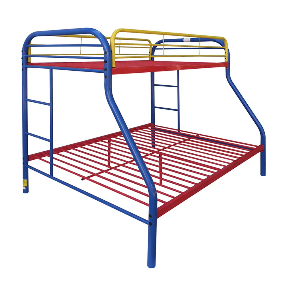 Twin Full Multi-Color Metal Tube Bunk Bed With Guardrails - Omega Lifestyles