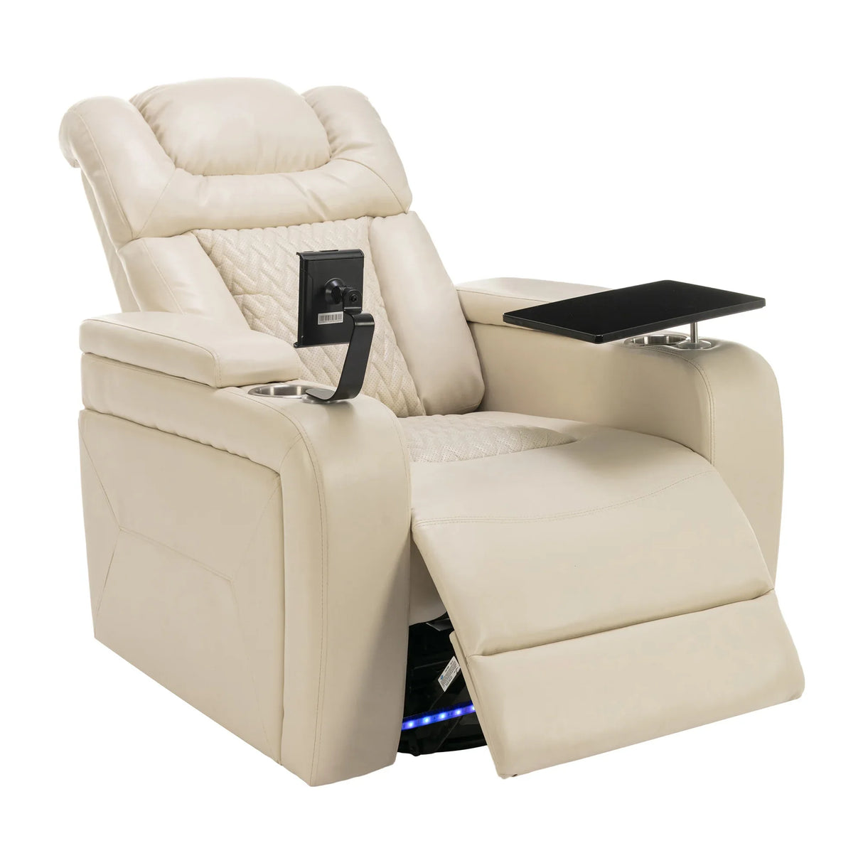 Power PU Leather Recliner Chair With Tray Table USB Port - Omega Lifestyles