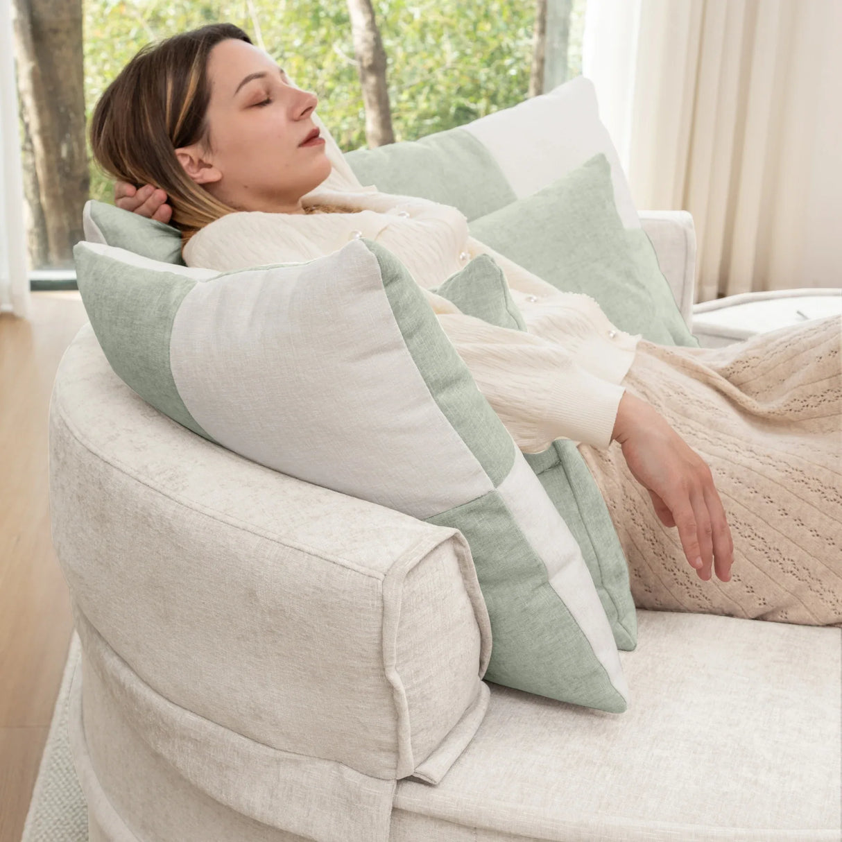 Modern Oversized Chenille Barrel Accent Chair With Ottoman - Omega Lifestyles