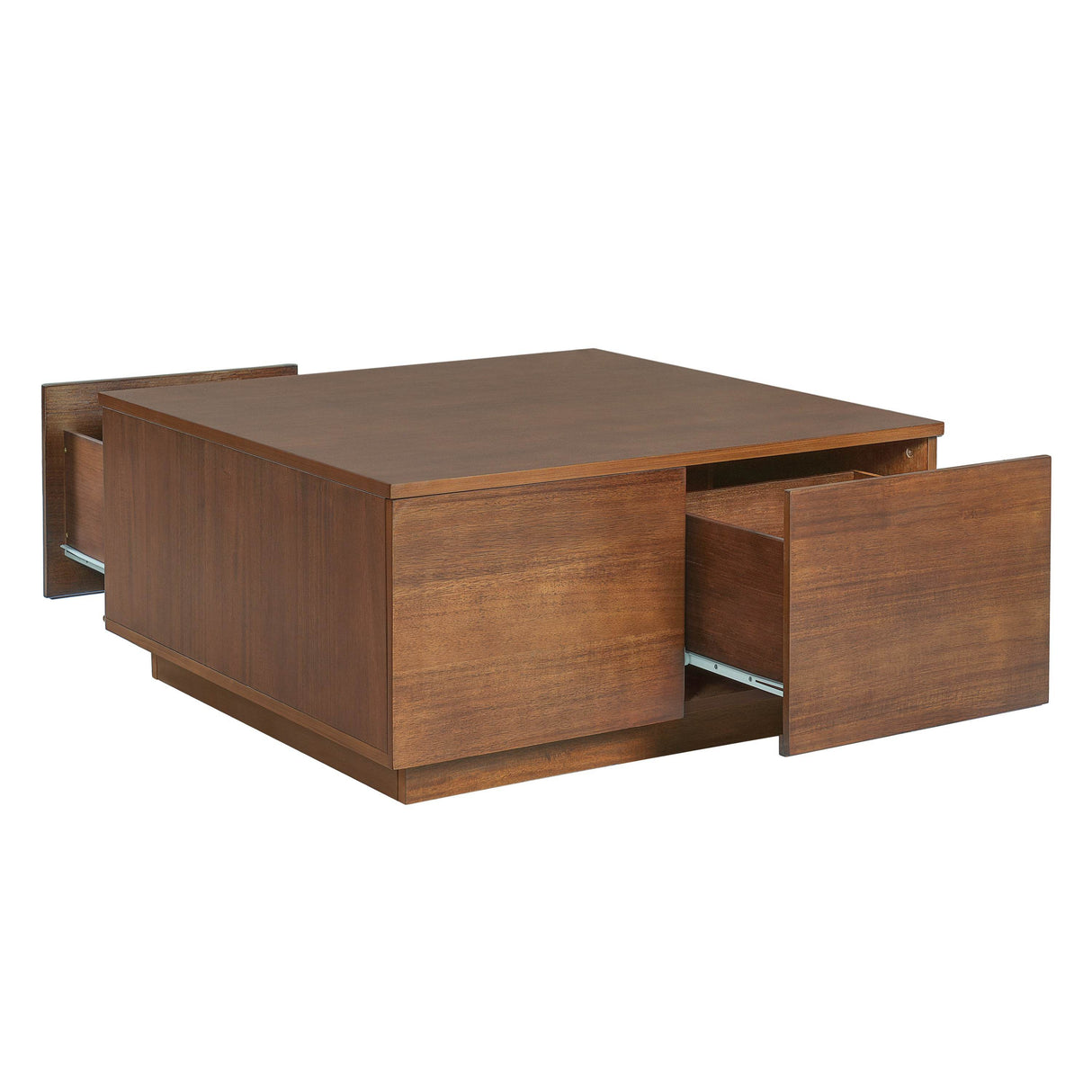 Modern Walnut Square Coffee Table With Four Drawers - Sleep Galleria