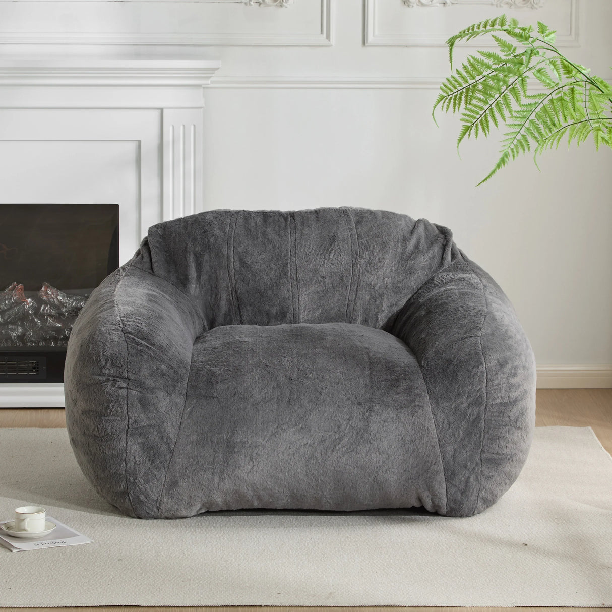 Soft Shredded Foam Faux Fur Indoor Bean Bag Chair - Omega Lifestyles
