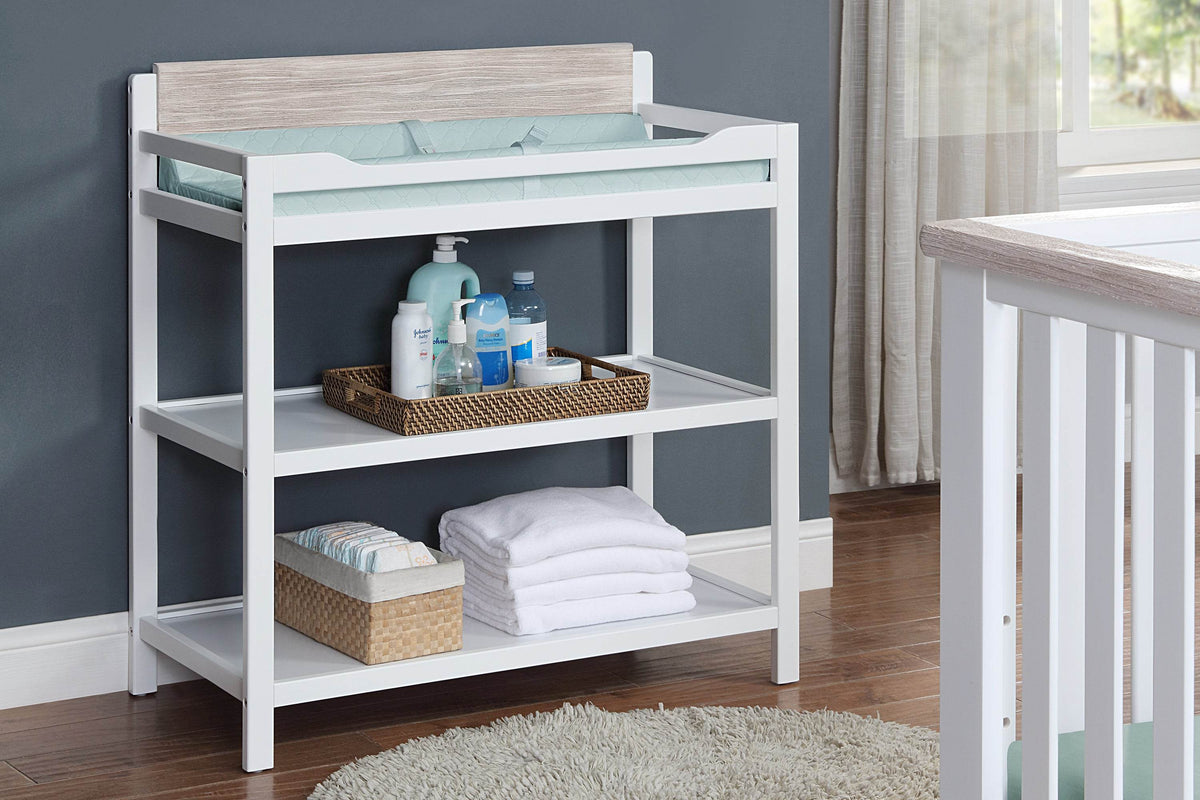 Solid Wood White Changing Table for Nursery Storage