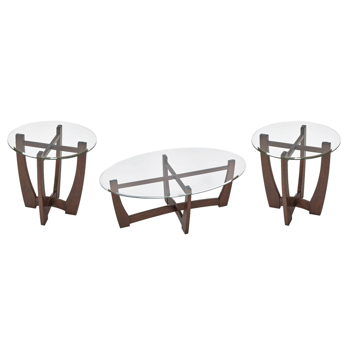 48-Inch Oval Cherry Wood Tempered Glass Coffee Table - Sleep Galleria