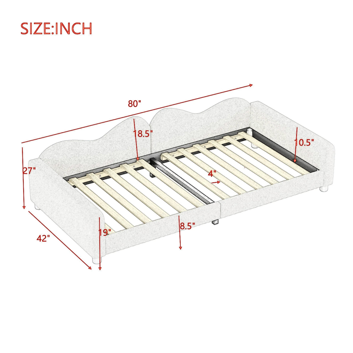 Twin Upholstered Sherpa Fabric Daybed With Cloud Backrest - Omega Lifestyles