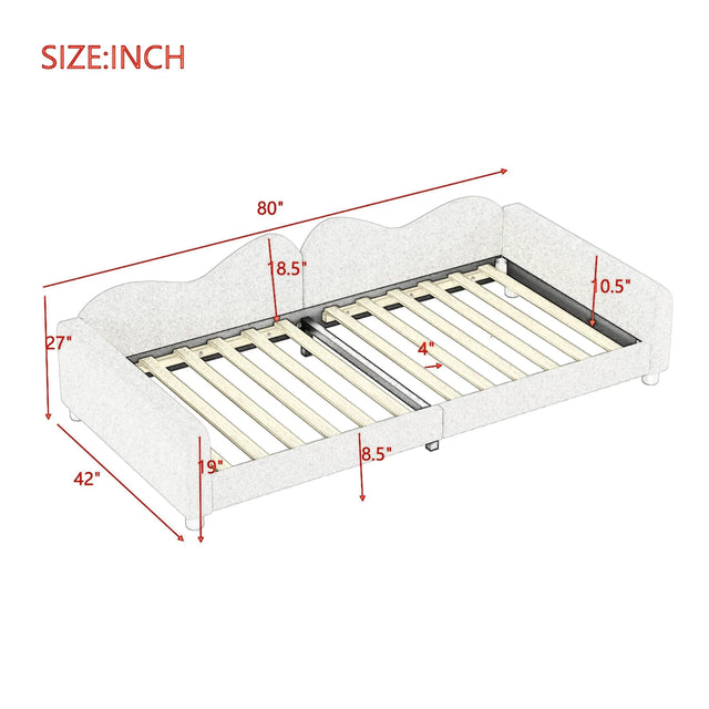 Twin Upholstered Sherpa Fabric Daybed With Cloud Backrest - Omega Lifestyles