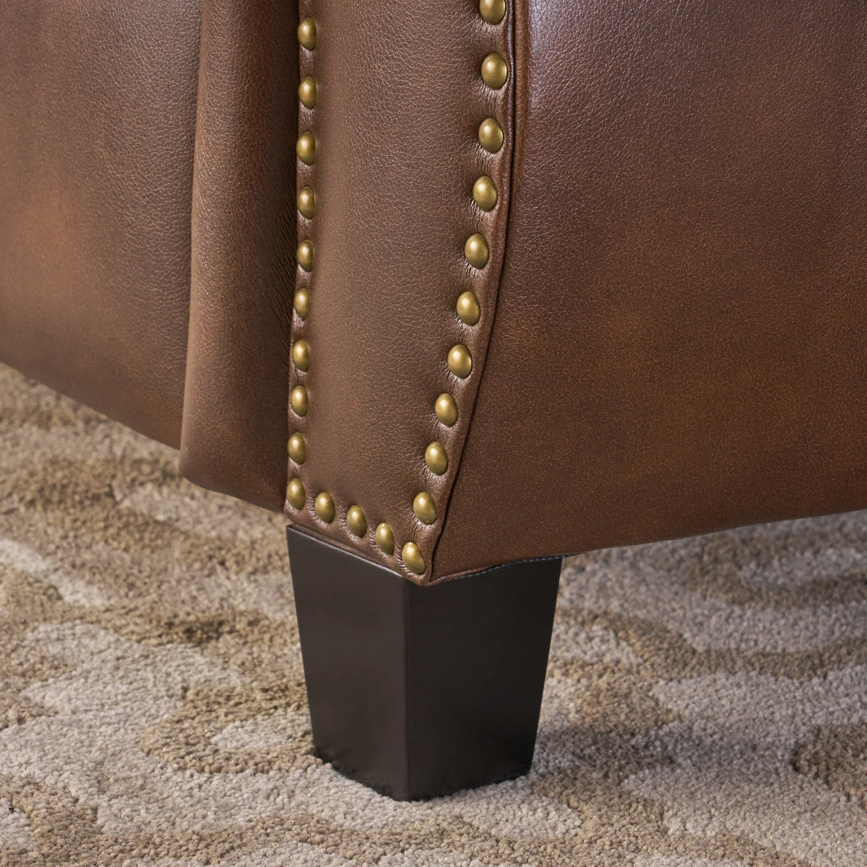 Contemporary Brown PU Pushback Recliner With Rubberwood Legs - Omega Lifestyles