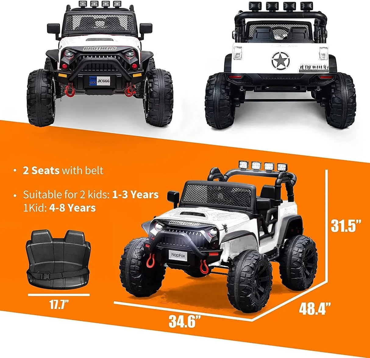 12V Two-Seater Kids Electric Ride On Car Truck - Omega Lifestyles