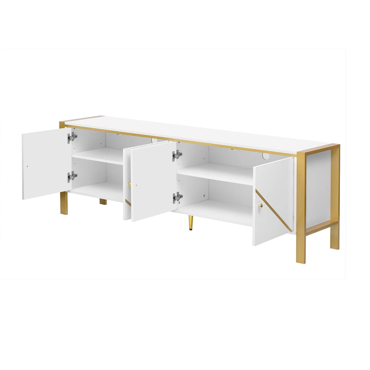 Modern Minimalist White MDF Metal TV Stand With Storage - Sleep Galleria
