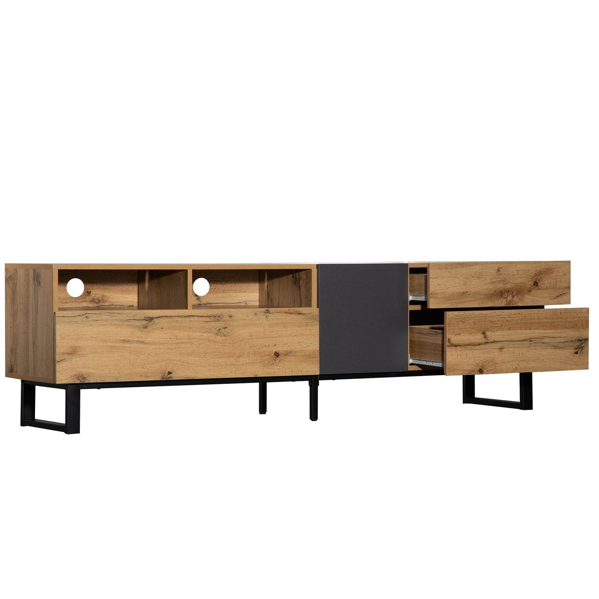 Modern Wood TV Stand With Drop Down Storage - Sleep Galleria