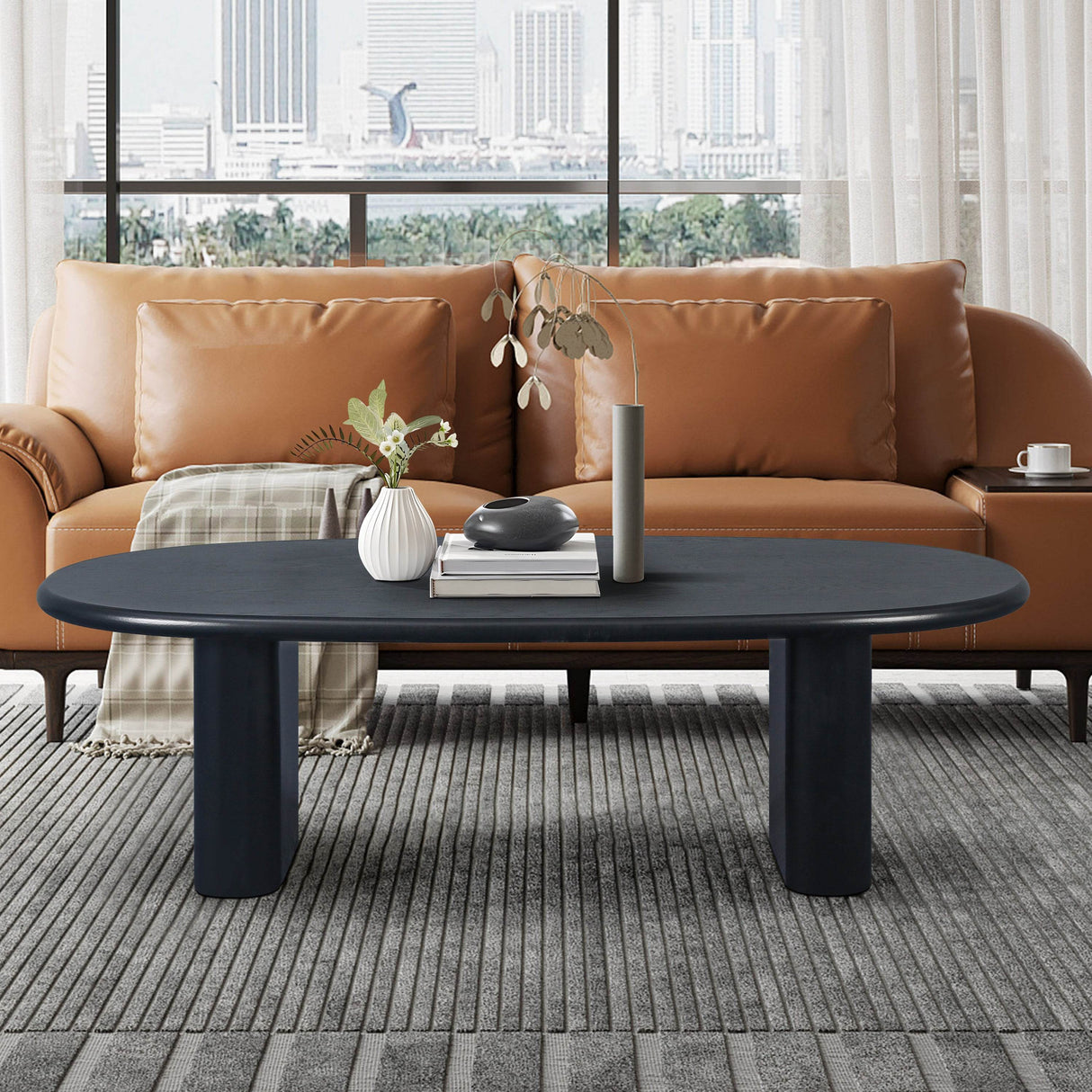 51-Inch Oval Tapered Tabletop MDF Coffee Table - Sleep Galleria
