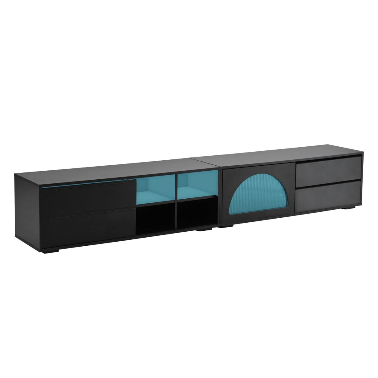 Modern Black TV Stand With LED Light And Storage - Sleep Galleria