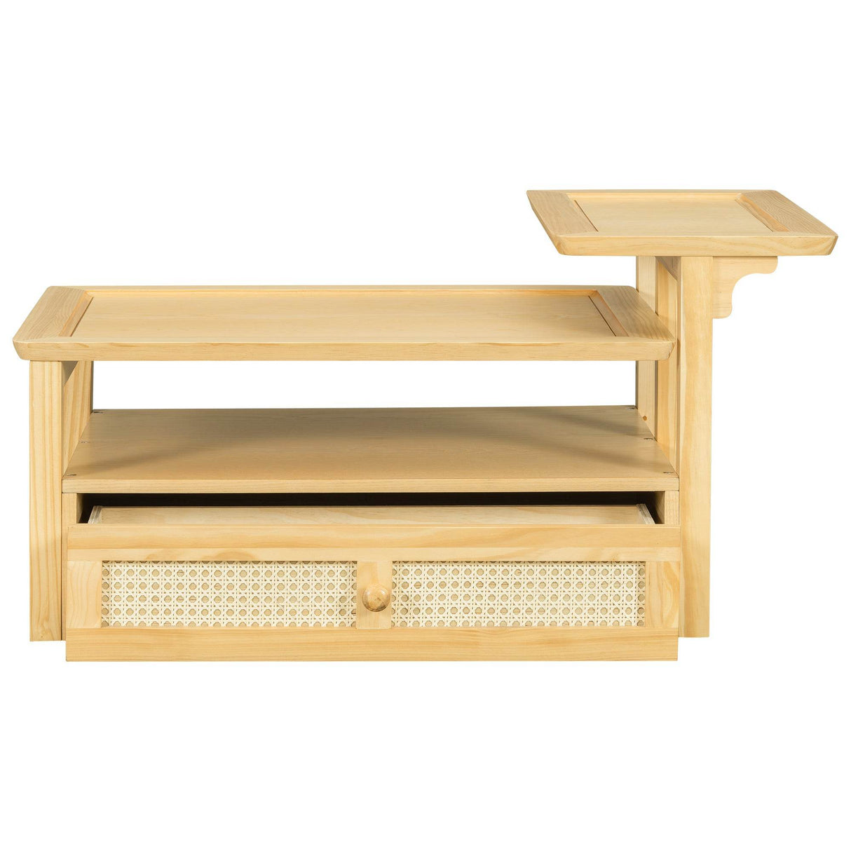 Modern Natural MDF Coffee Table With Rattan Drawer - Sleep Galleria