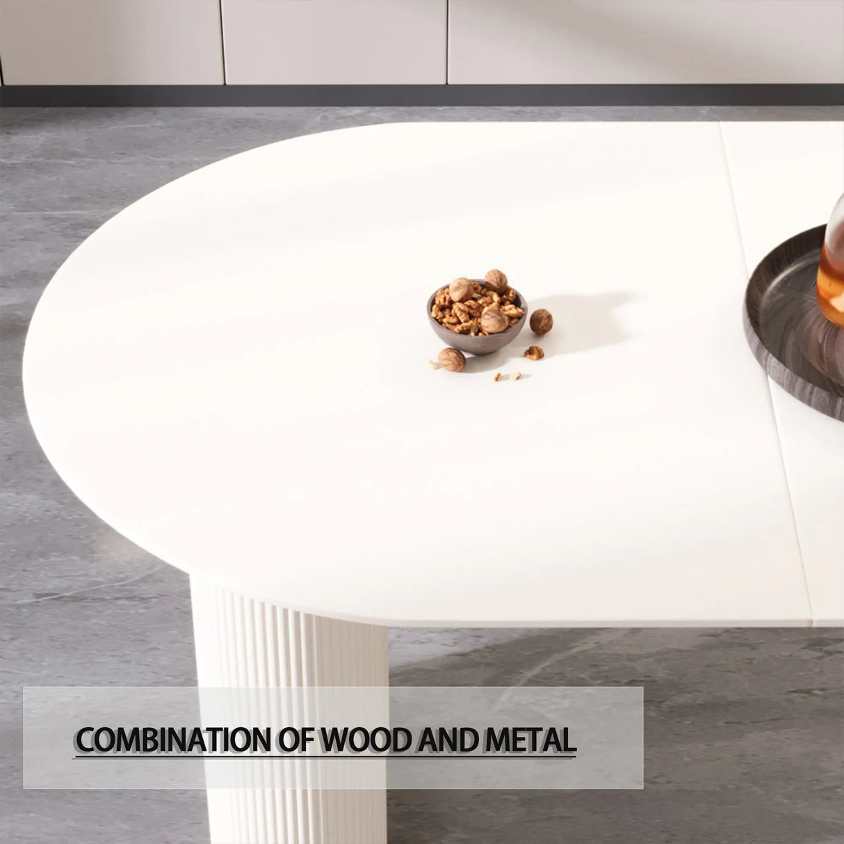 Modern Cream MDF Dining Table And PU Armless Chair Set - Omega Lifestyles