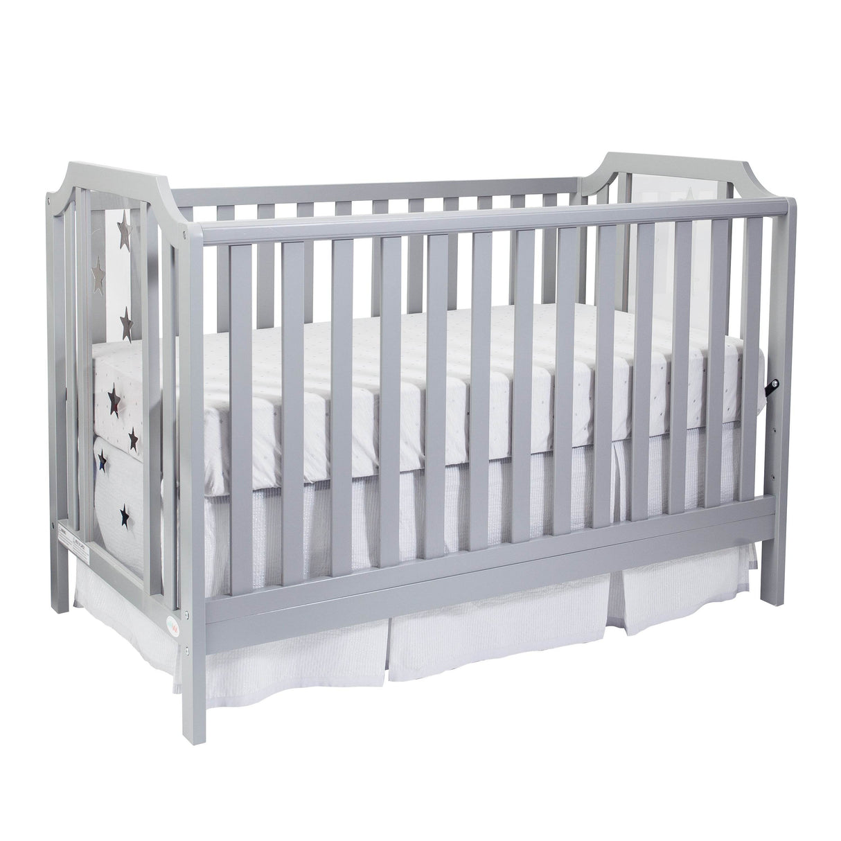 Convertible Solid Wood 3-in-1 Light Gray Island Crib