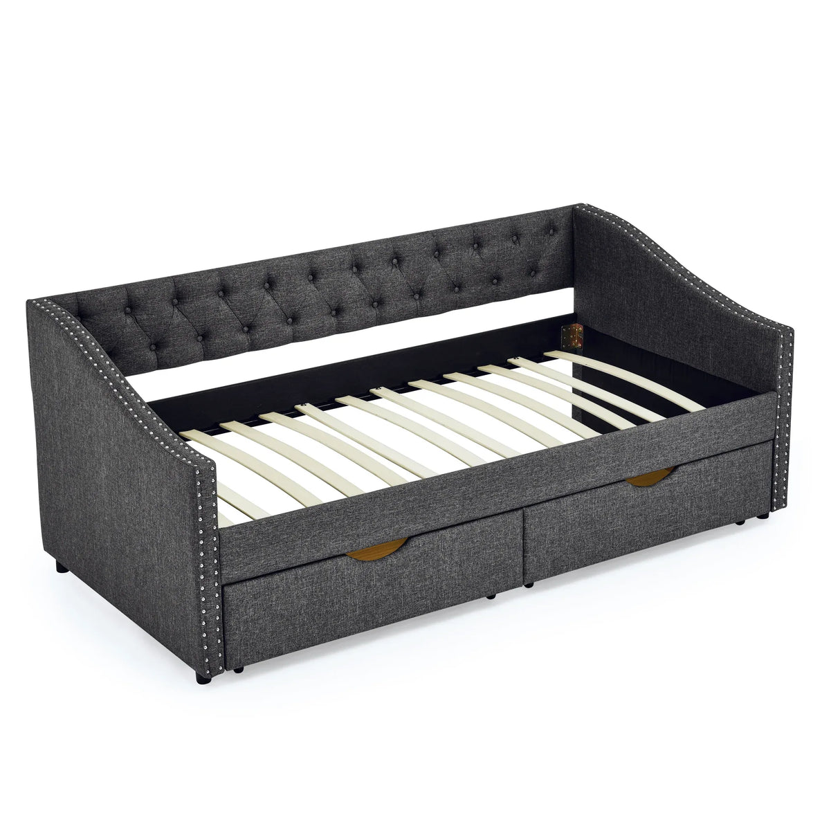 Twin Upholstered Tufted Daybed With Storage Drawers - Omega Lifestyles