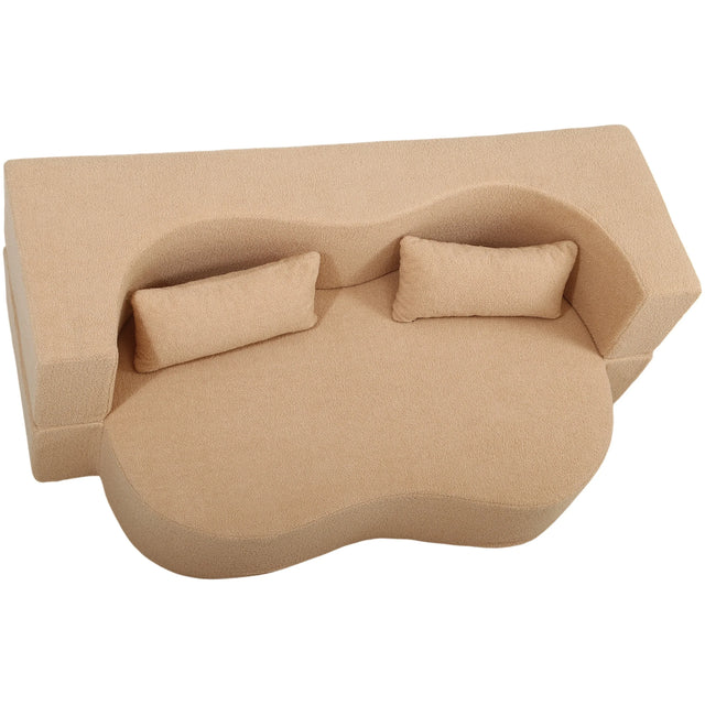 2-in-1 Convertible Full Size Teddy Fabric Sofa Bed - Omega Lifestyles