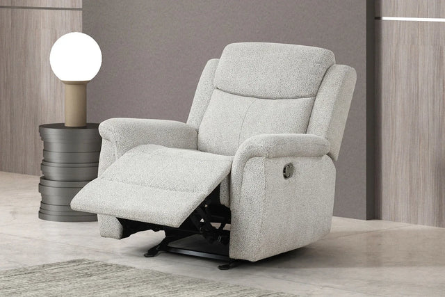 Contemporary Light Gray Fabric Manual Glider Recliner - Omega Lifestyles