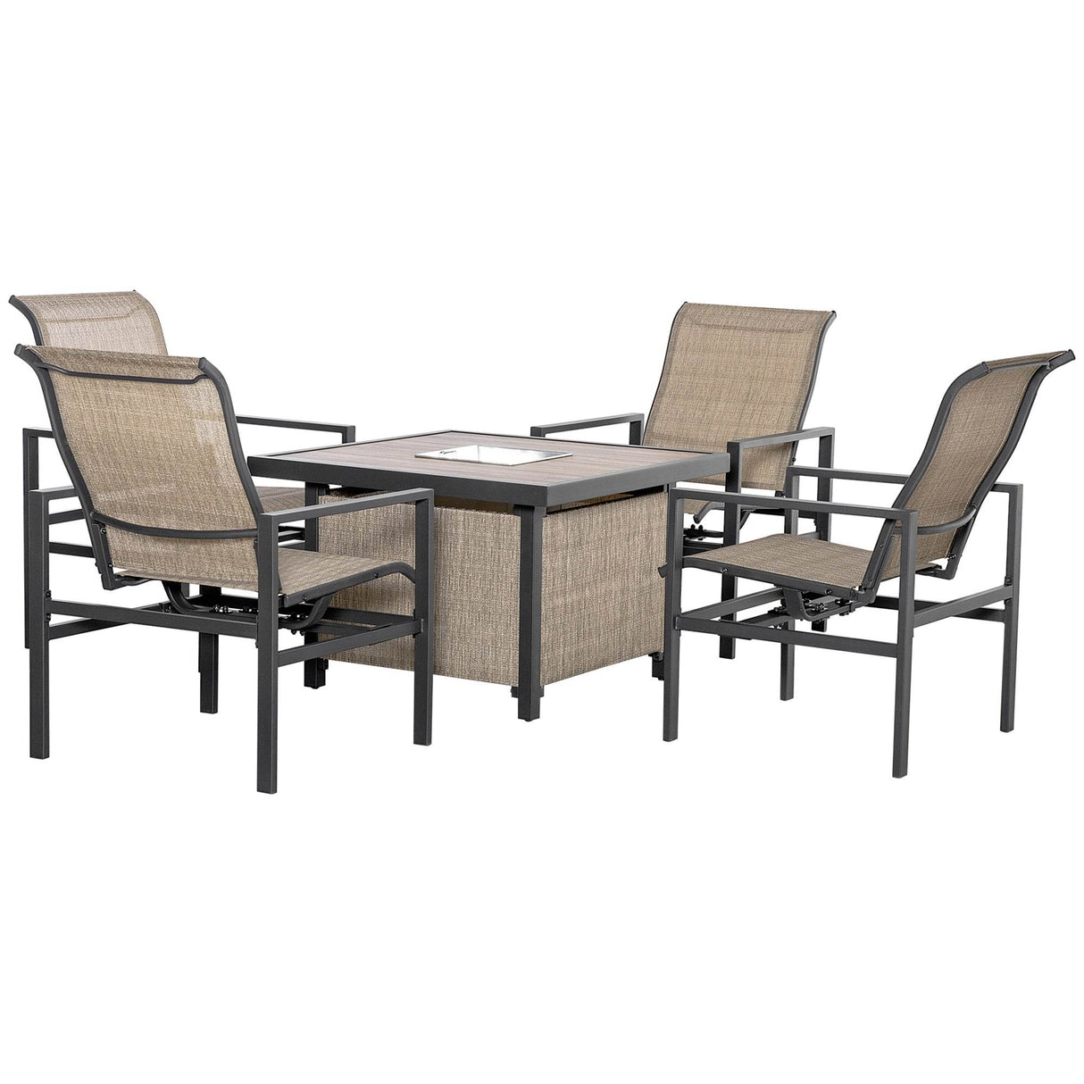 5-Piece Steel Patio Dining Set With Ice Bucket Insert