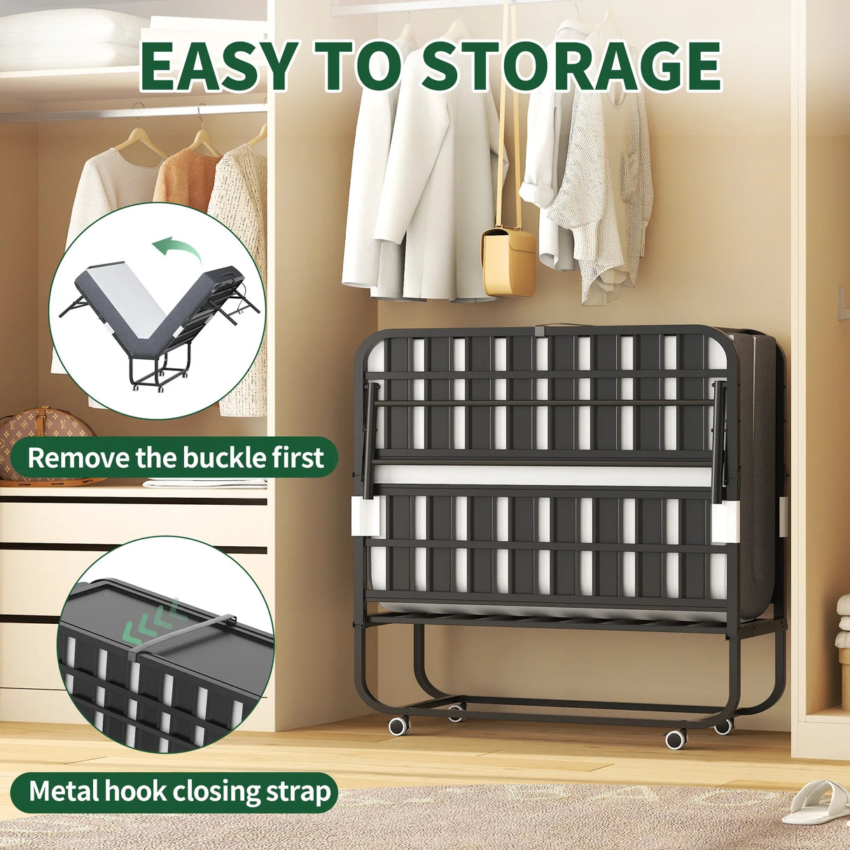 Twin Medium 5-Inch Memory Foam Folding Bed Frame - Omega Lifestyles