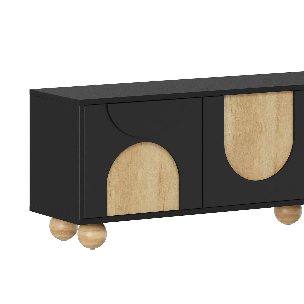 Farmhouse Black MDF Wood Grain TV Stand - Sleep Galleria
