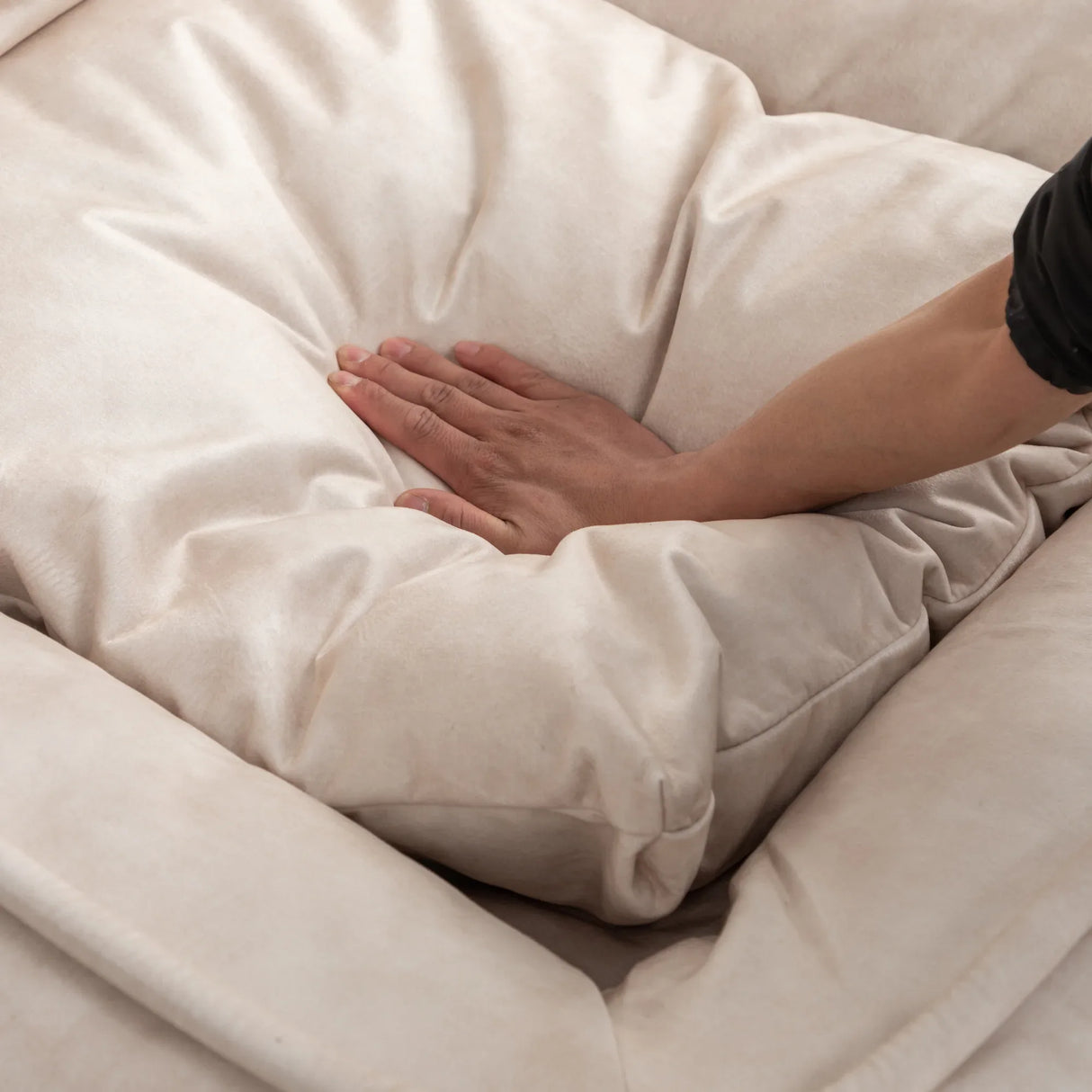 Adjustable Velvet Upholstered Massage Floor Sofa With Pillow - Omega Lifestyles