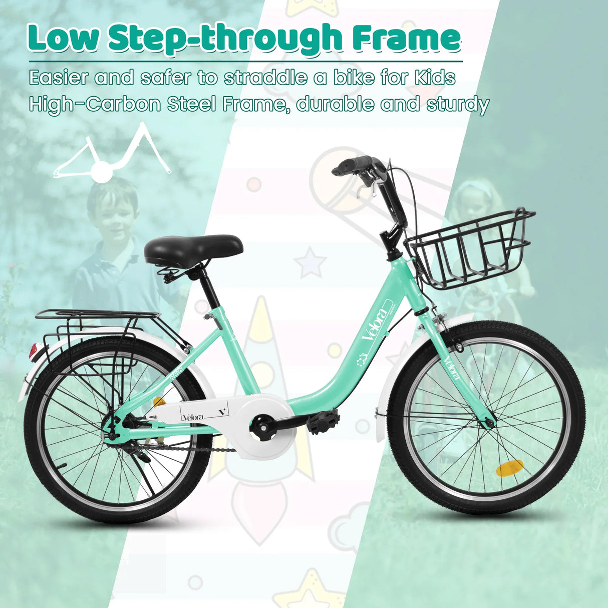 20-Inch Lightweight Steel Frame Kids Bike With Brakes - Omega Lifestyles