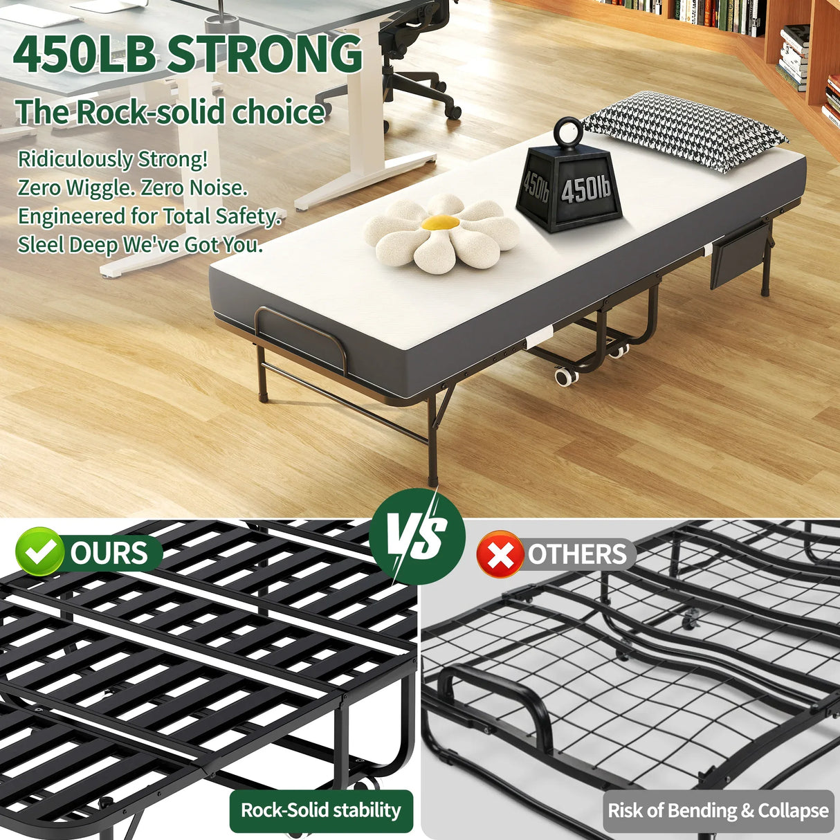 Twin Medium 5-Inch Memory Foam Folding Bed Frame - Omega Lifestyles