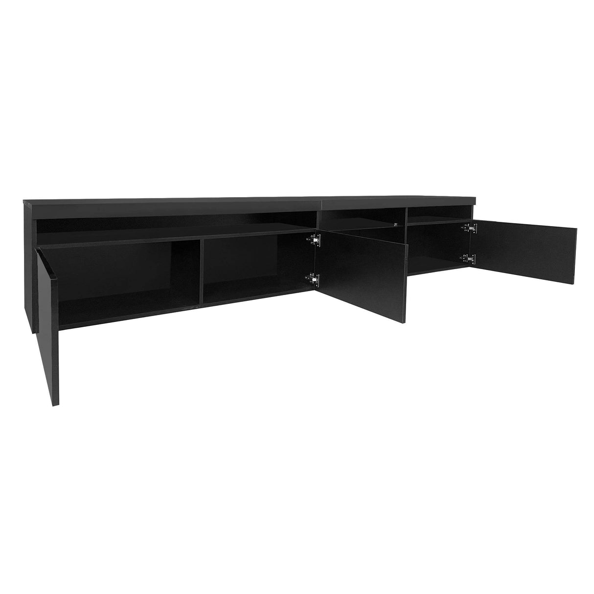 Modern Black Particle Board TV Stand With LED Lighting - Sleep Galleria
