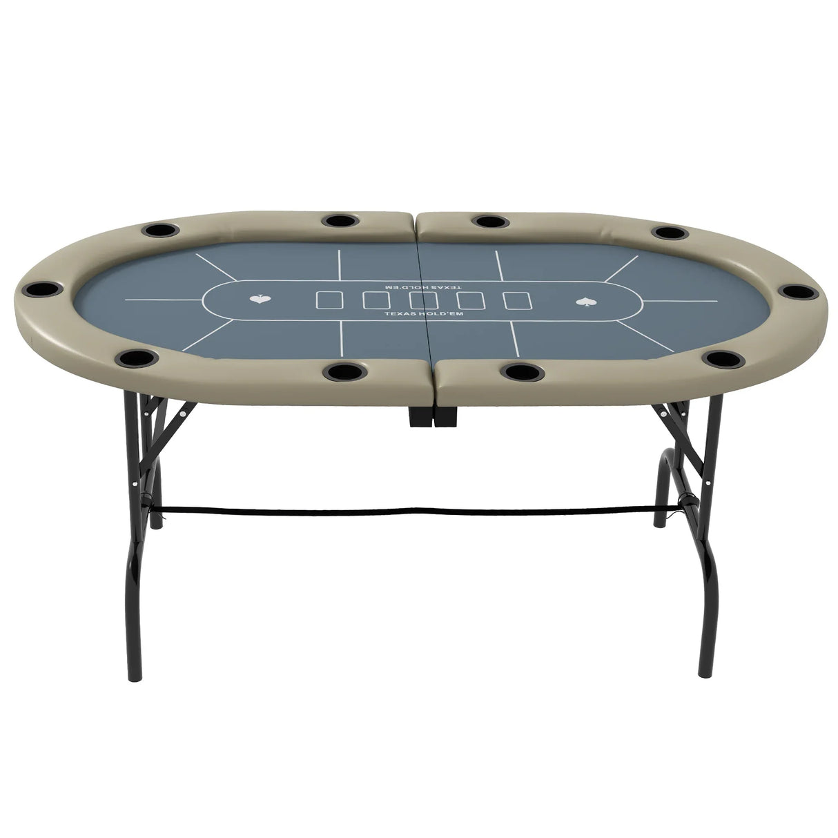 Folding Ten-Player Oval Poker Game Table With Cup Holders - Omega Lifestyles