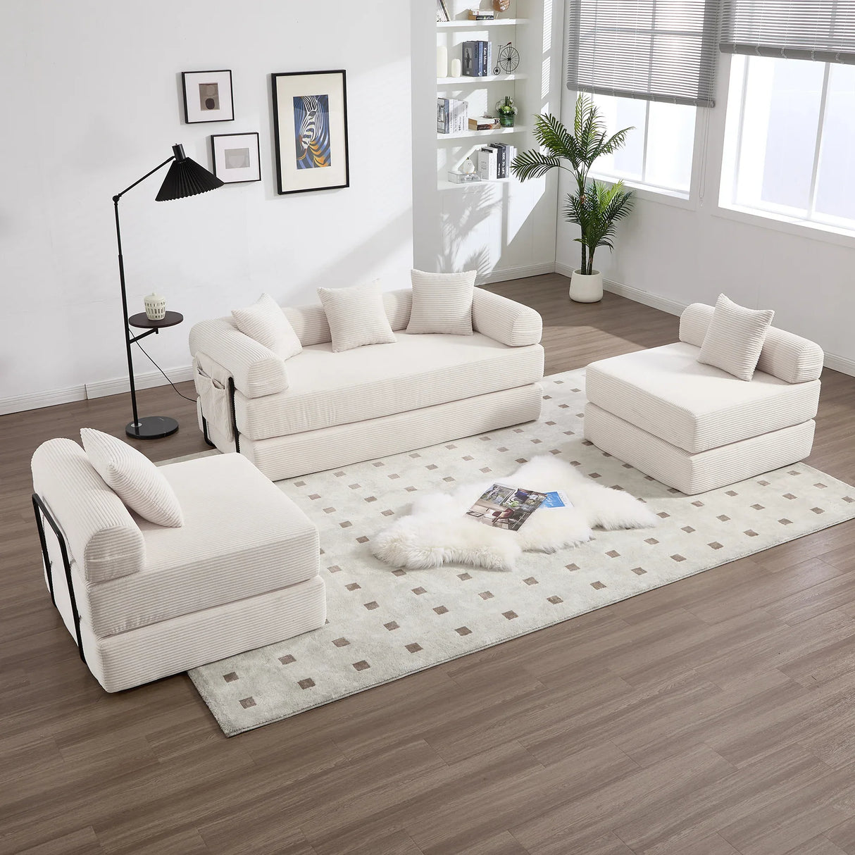 Convertible Corduroy Folding Memory Foam Sofa Bed - Omega Lifestyles