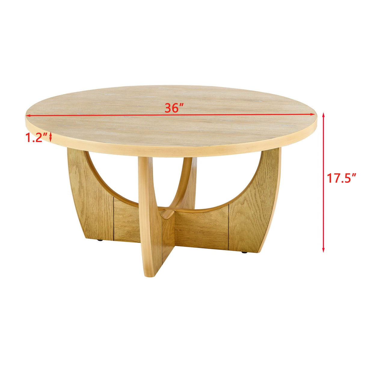 Mid Century Modern 36-Inch Round Oak Coffee Table - Sleep Galleria