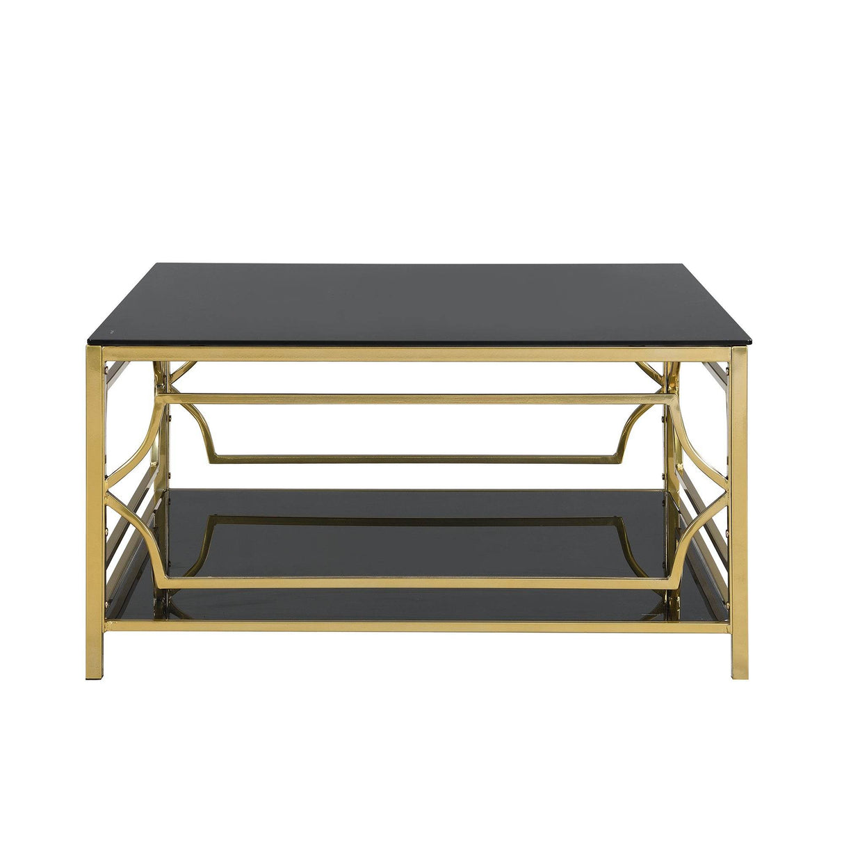 Modern Square Glass Coffee Table With Gold Metal Frame - Sleep Galleria