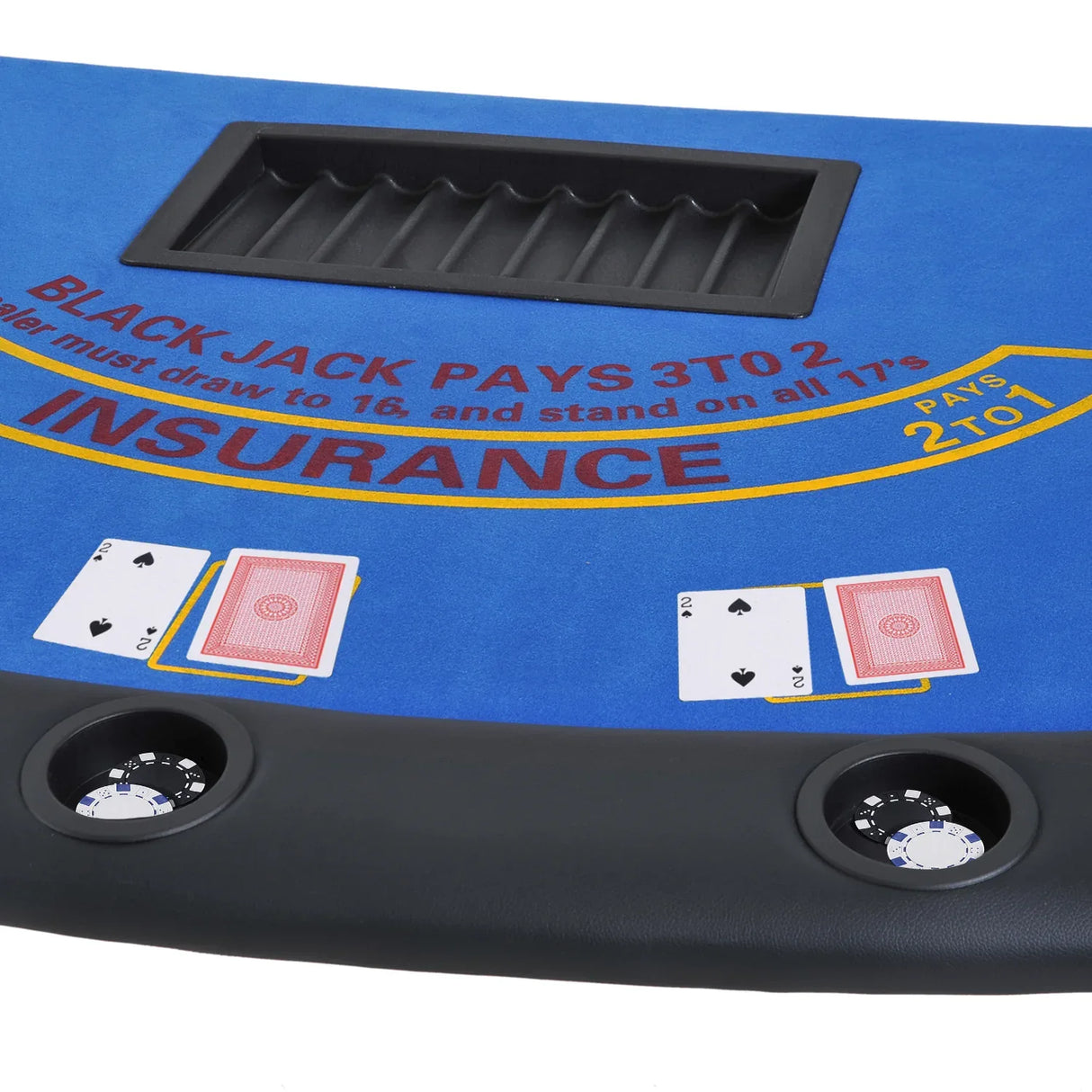 Foldable Half-Shape Blackjack Poker Table With Cup Holders - Omega Lifestyles