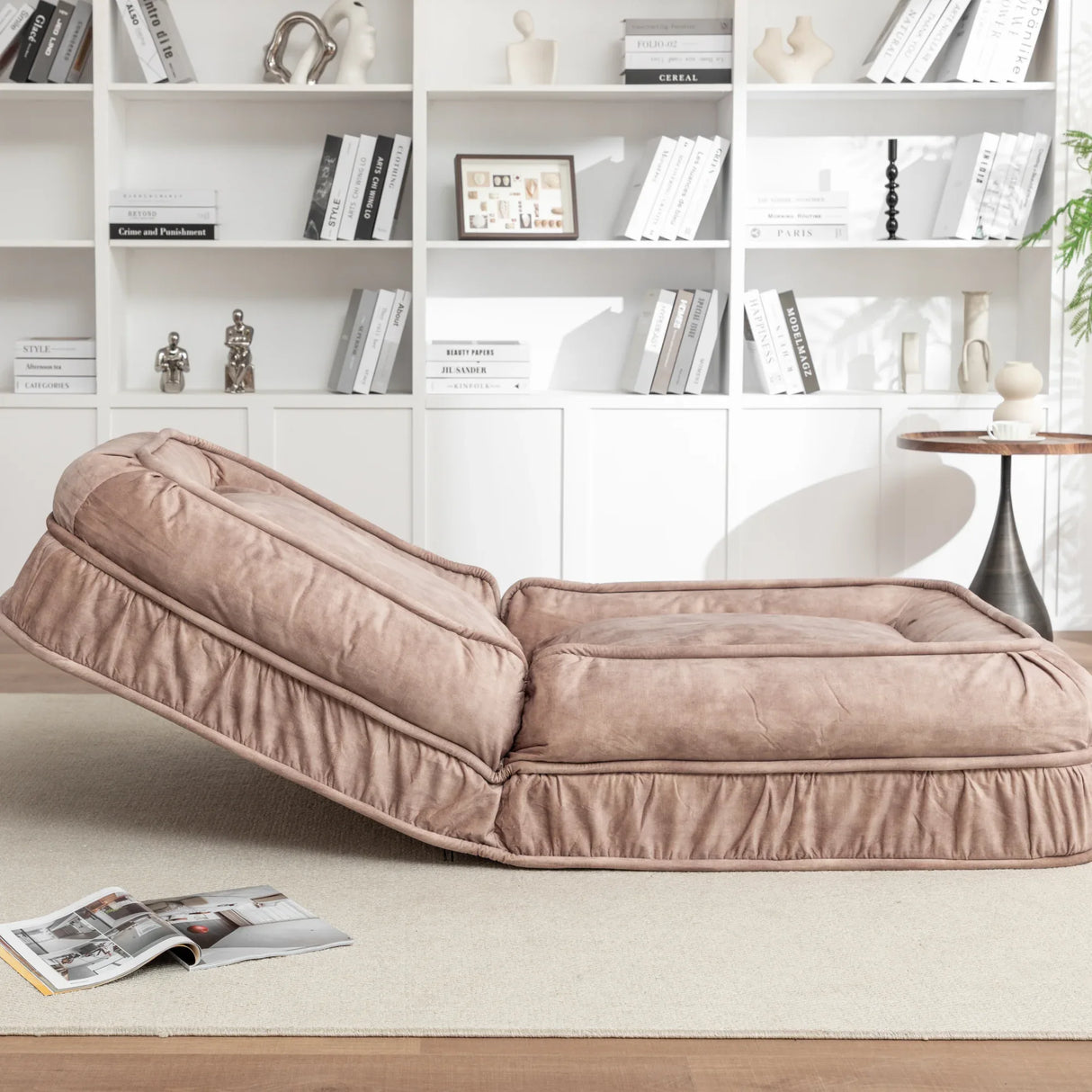 Adjustable Velvet Upholstered Massage Floor Sofa With Pillow - Omega Lifestyles