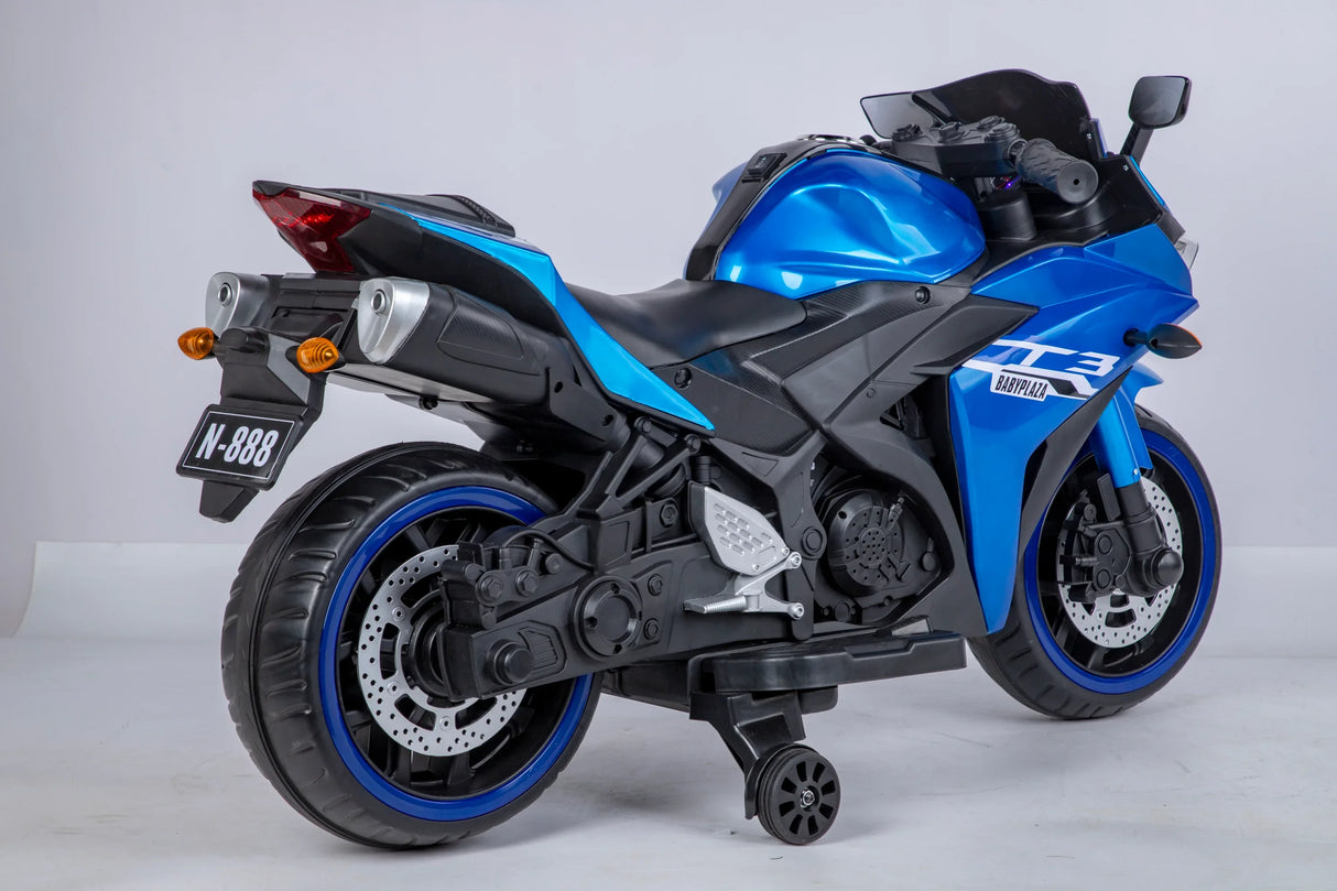 12V Kids Ride-On Motorcycle With Training Wheels and Lights - Omega Lifestyles