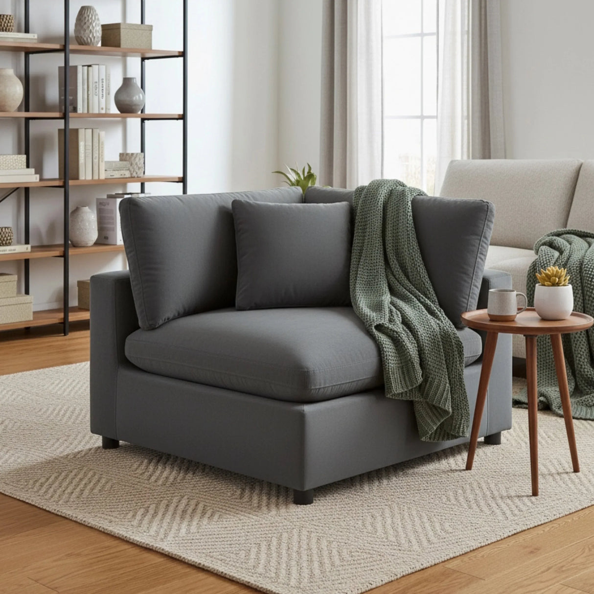 Modern Plush Down Feather Corner Wedge Chair - Omega Lifestyles