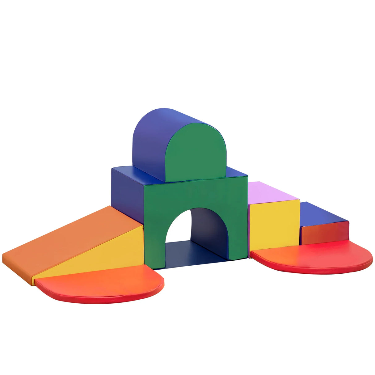 7-Piece Toddler Foam Climber Playset With Tunnel Ramp - Omega Lifestyles