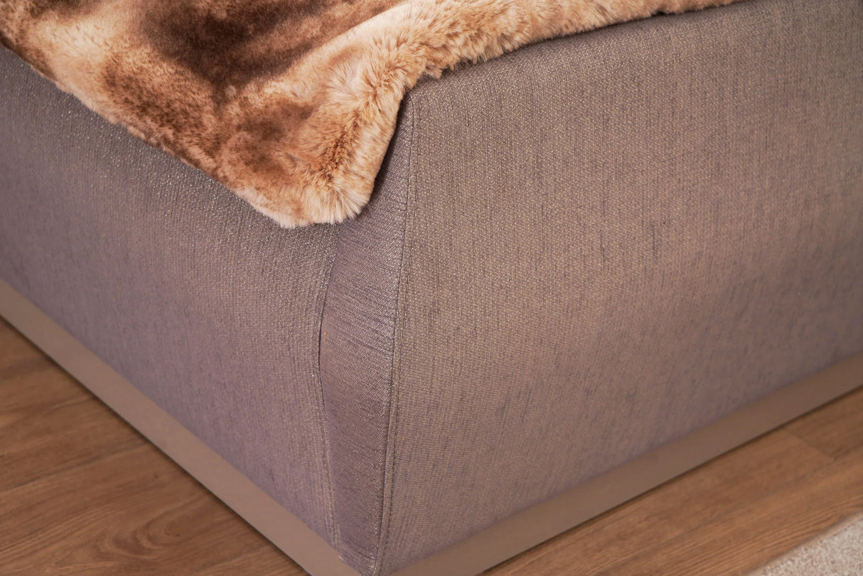 Modern Metallic River Sand Upholstered King Bed Frame - Omega Lifestyles