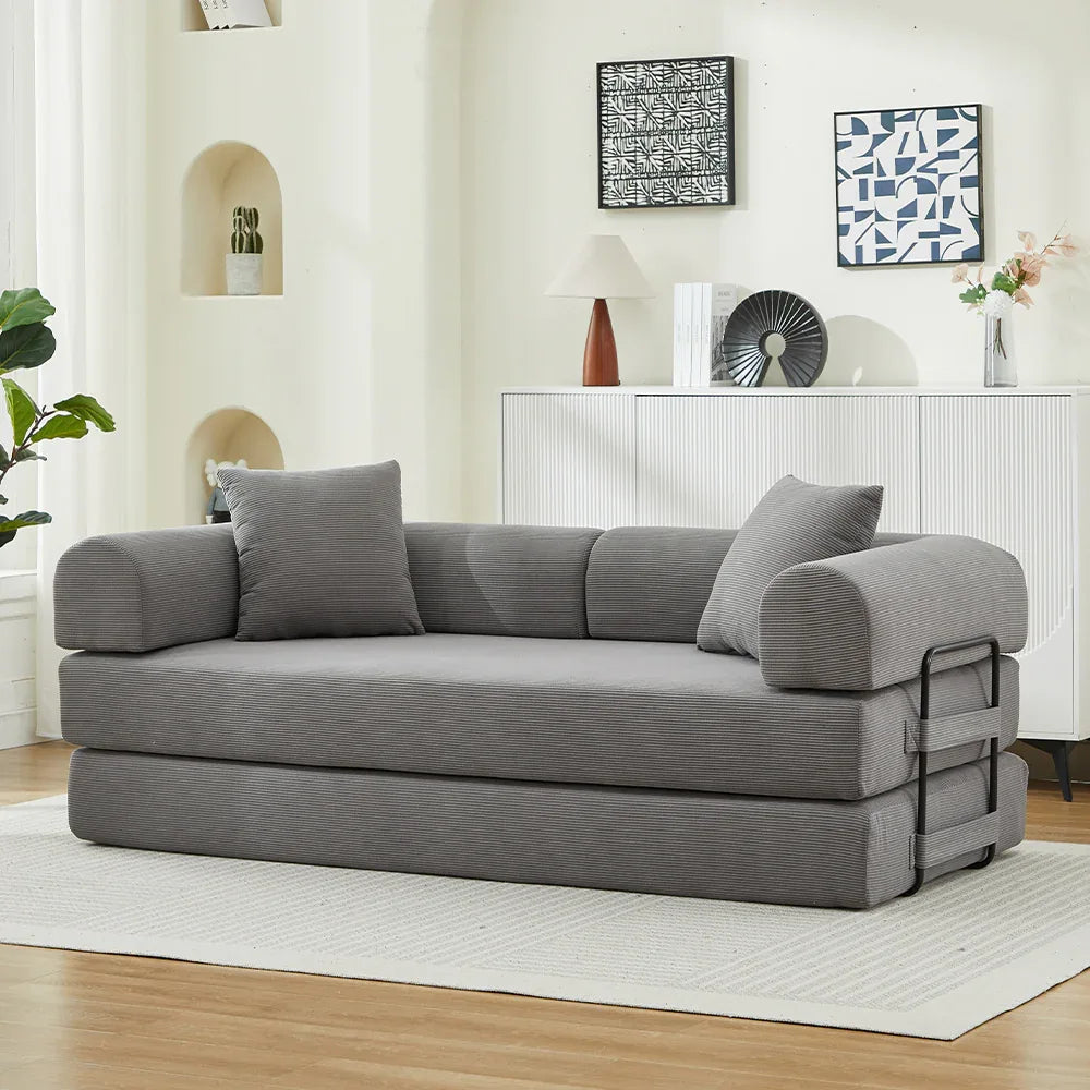 Corduroy Folding Sofa Bed With Foam Spring Mattress - Omega Lifestyles